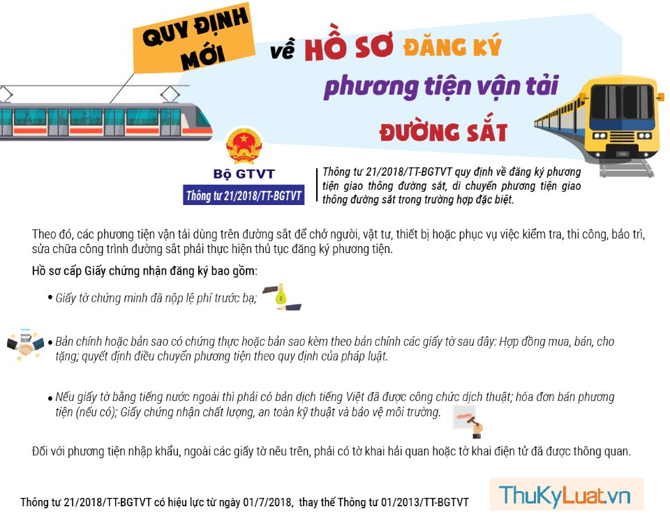 Quy định mới về hồ sơ đăng ký phương tiện vận tải đường sắt