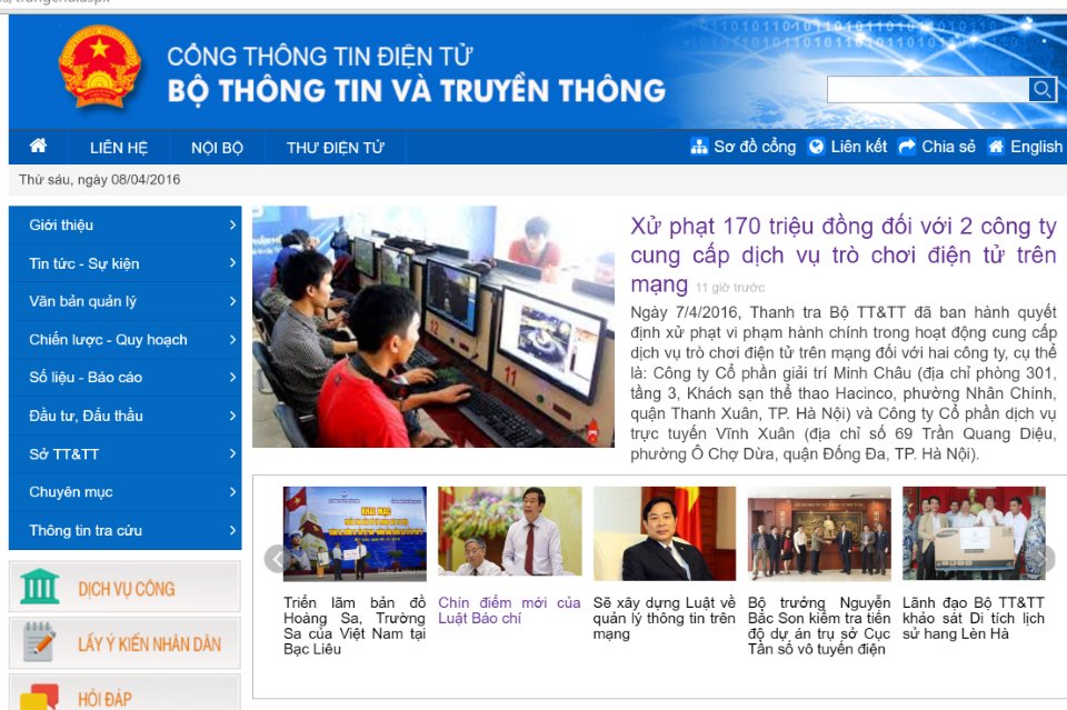 Vietnam: System of domain names of web portals of state agencies