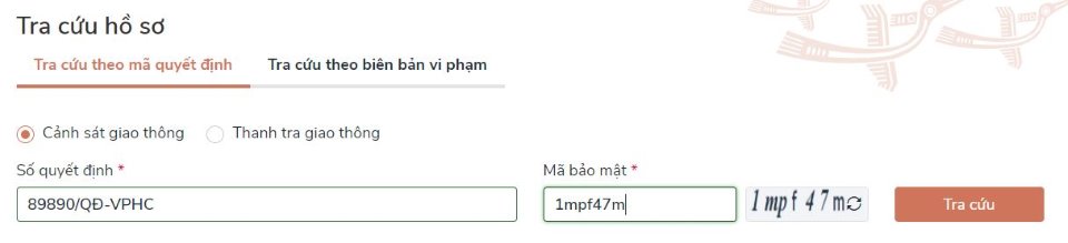 nộp tiền phạt vi phạm giao thông