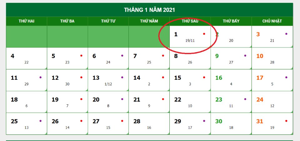 Tết dương lịch 2021